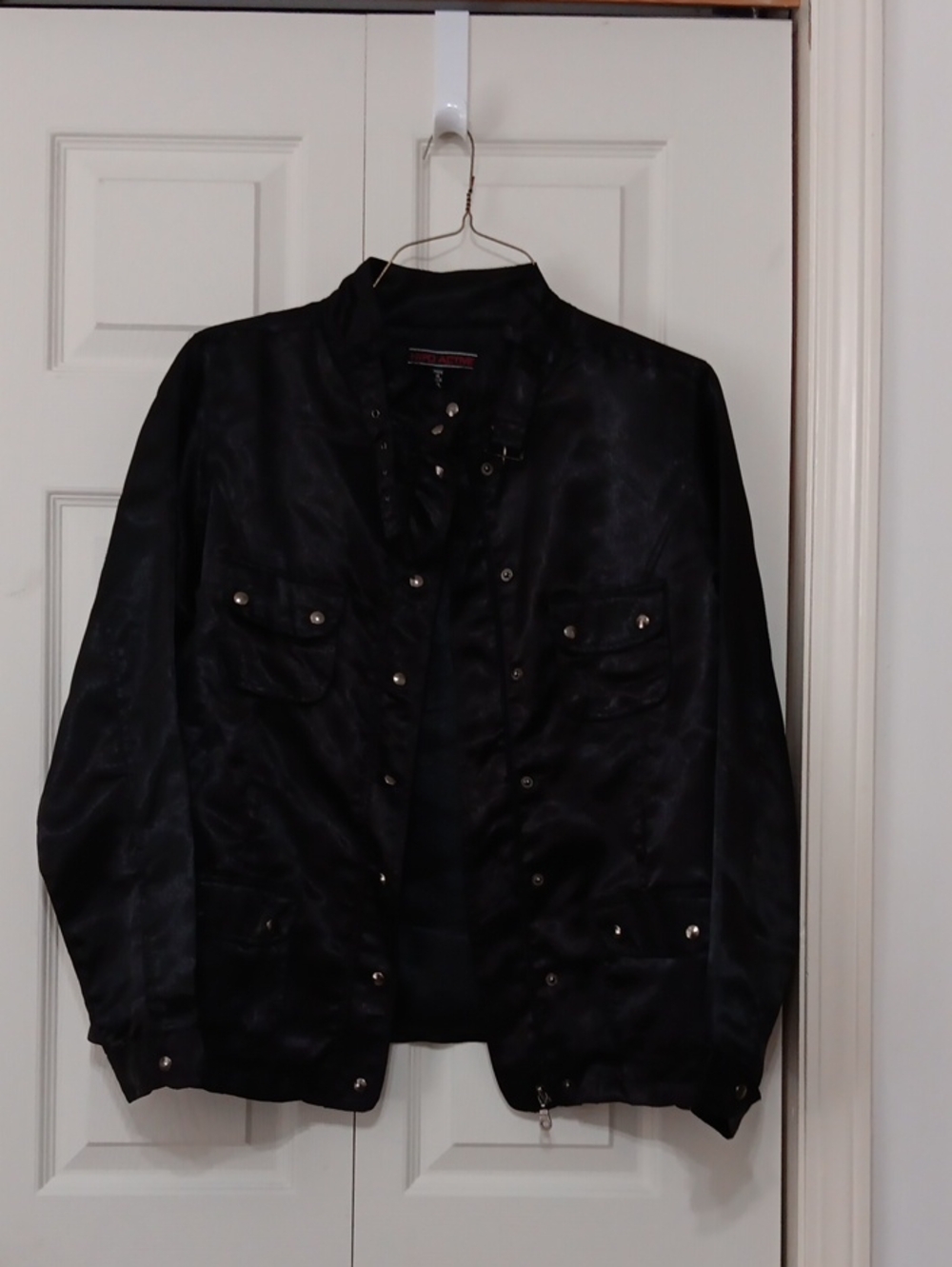 Women's Black Military Field Jacket with Snap Pockets